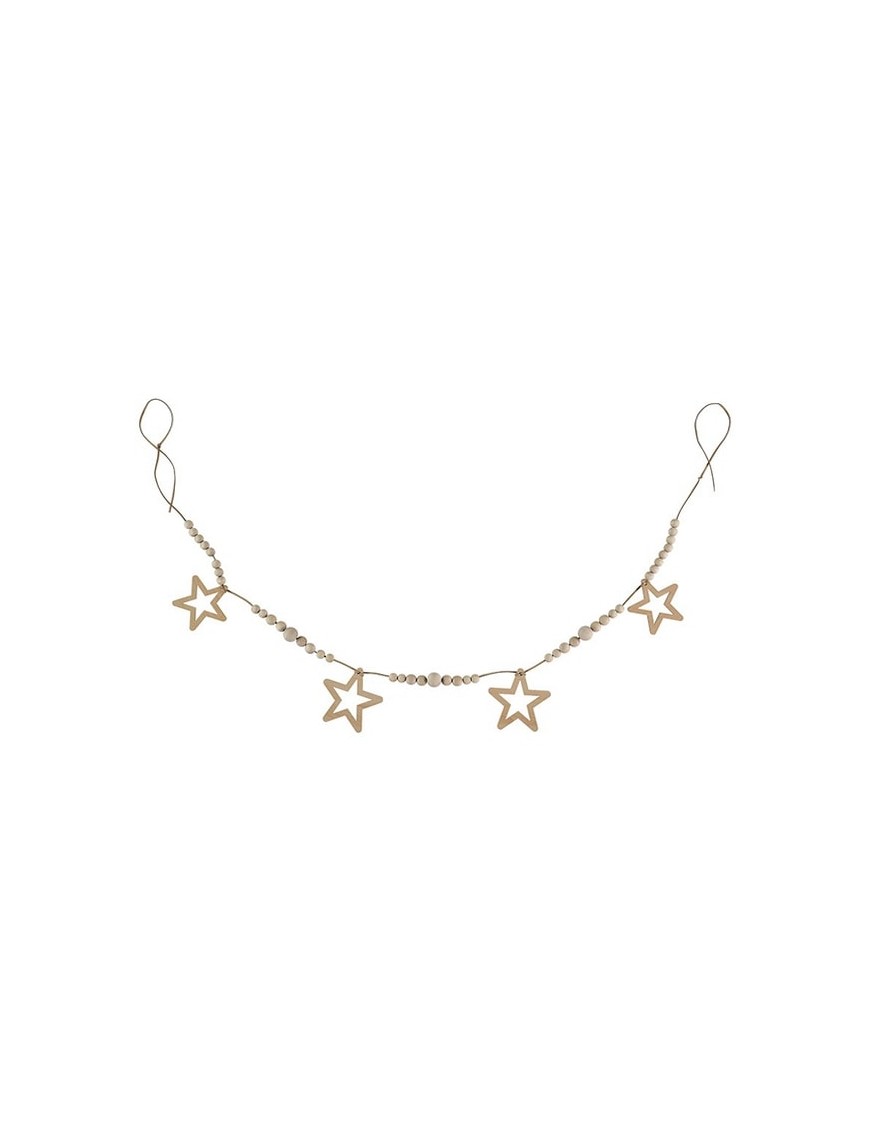 Guirlande en bois Nobodinoz : étoiles & perles (165cm)