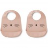 Bavoir silicone Liewood (pack 2), chat/rose