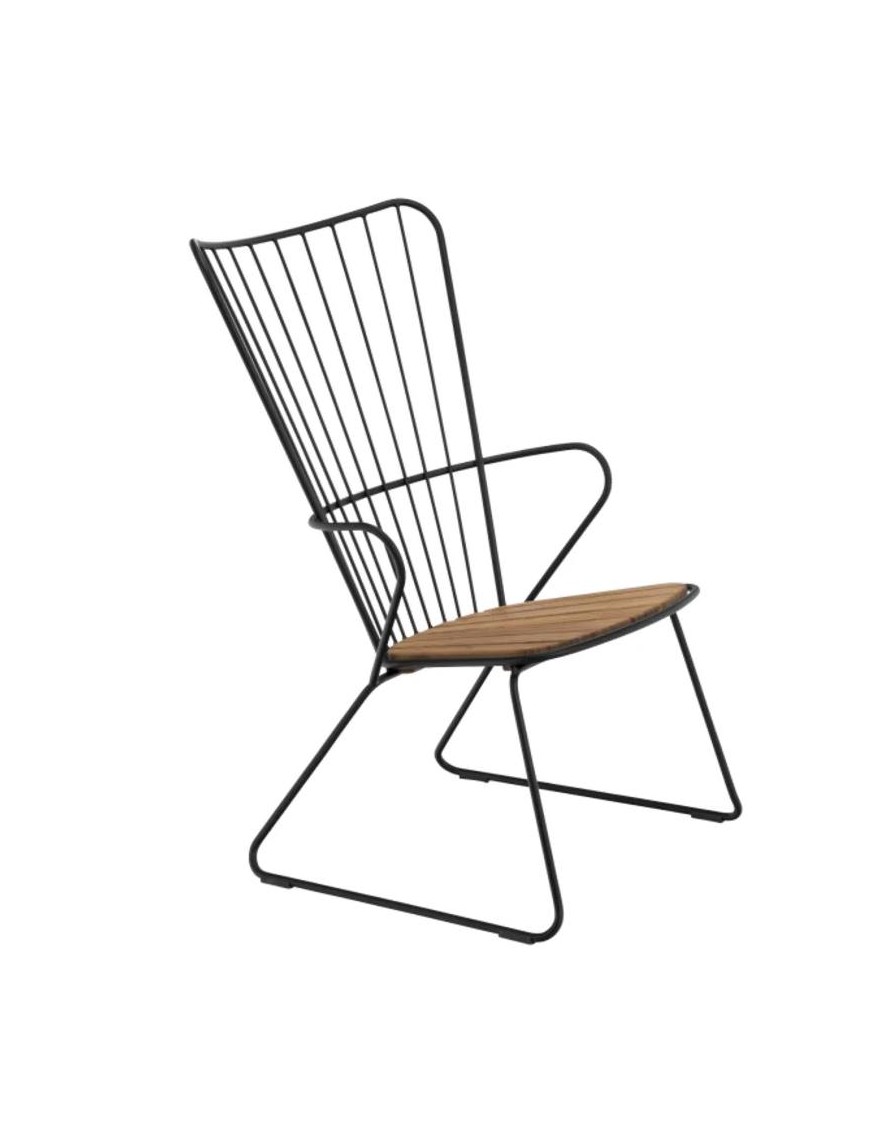 Chaise de jardin, noir et bambou "Paon" HOUE
