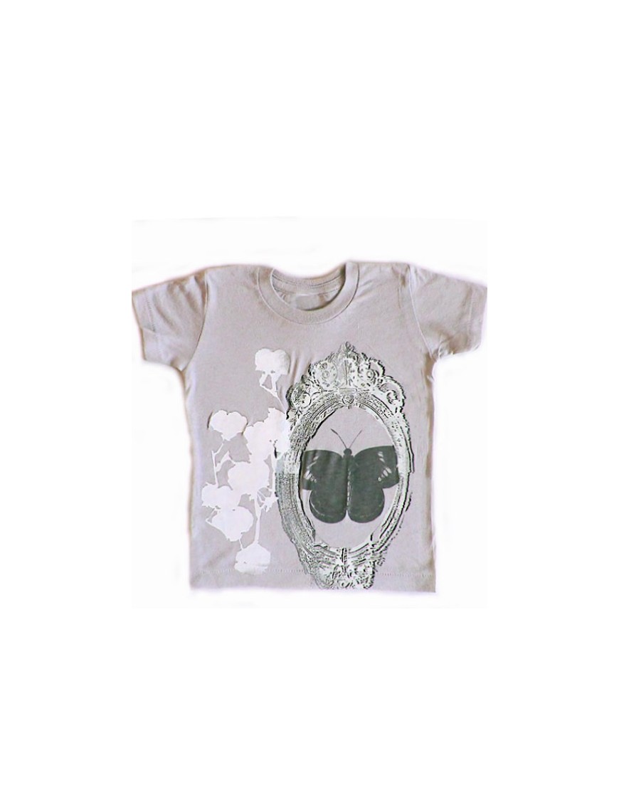 shirin kids t-shirt fille bio papillon & fleur de coton